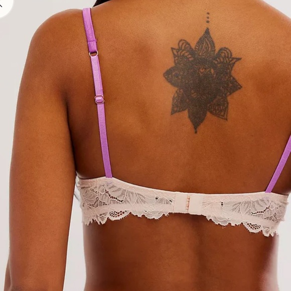 Free People Spring Fling Lace & Jacquard Underwire Bra Radient Orchid Combo 32A - Picture 4 of 12